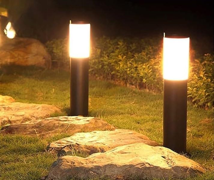Solar Powered Path Bollard Lights ( Pack of 2, Black )