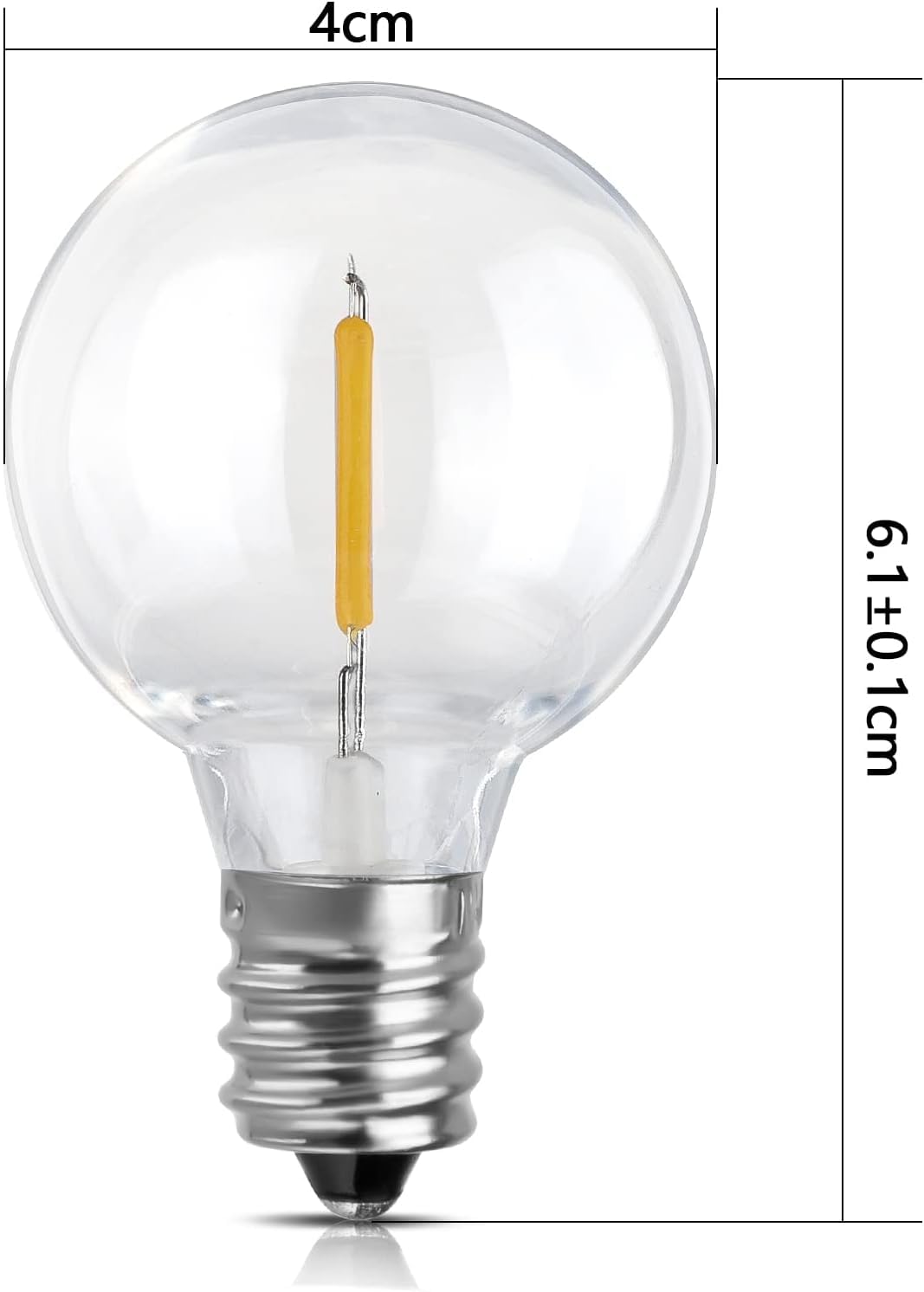 G40 LED E12 Bulbs for String Lights (1W, Pack of 6)