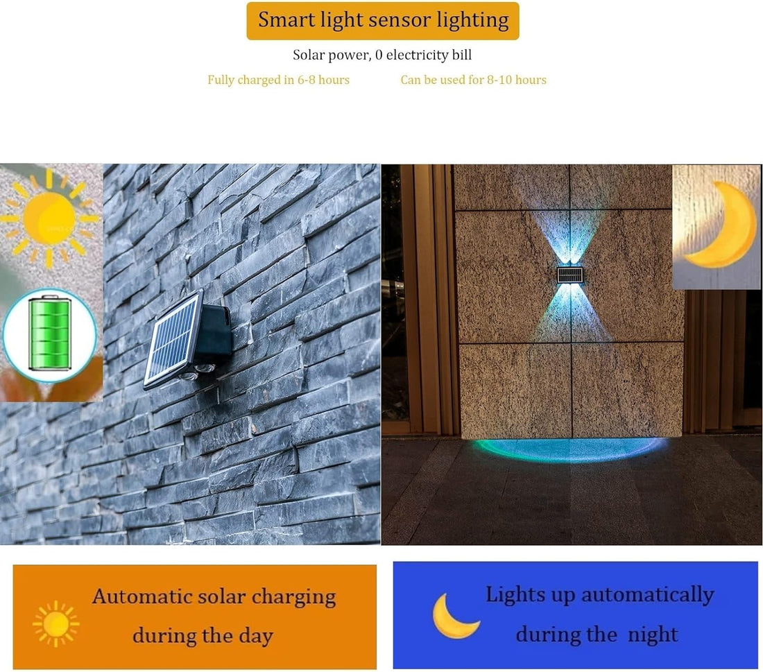 LED Solar Powered Wall Fence Light - Multicolor