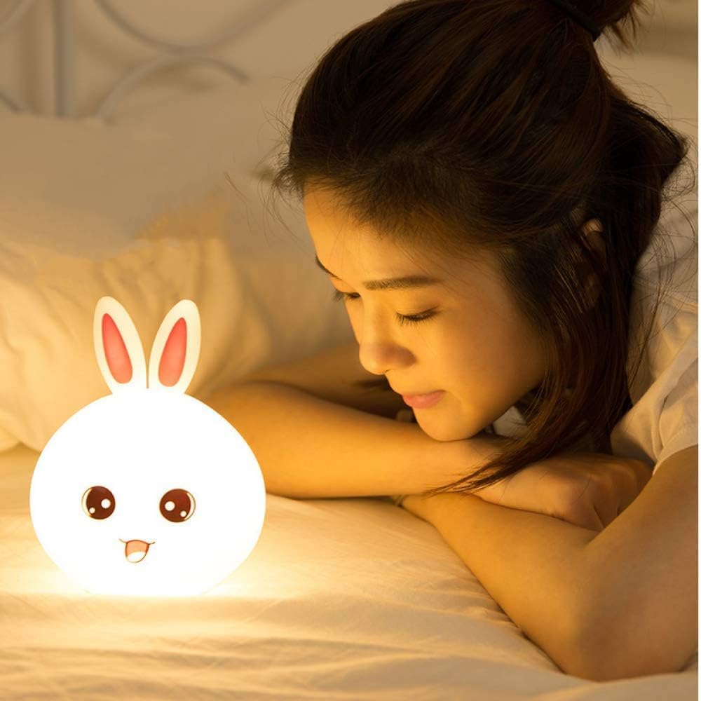 Soft Silicone Cute Bunny Night Light- Multicolor