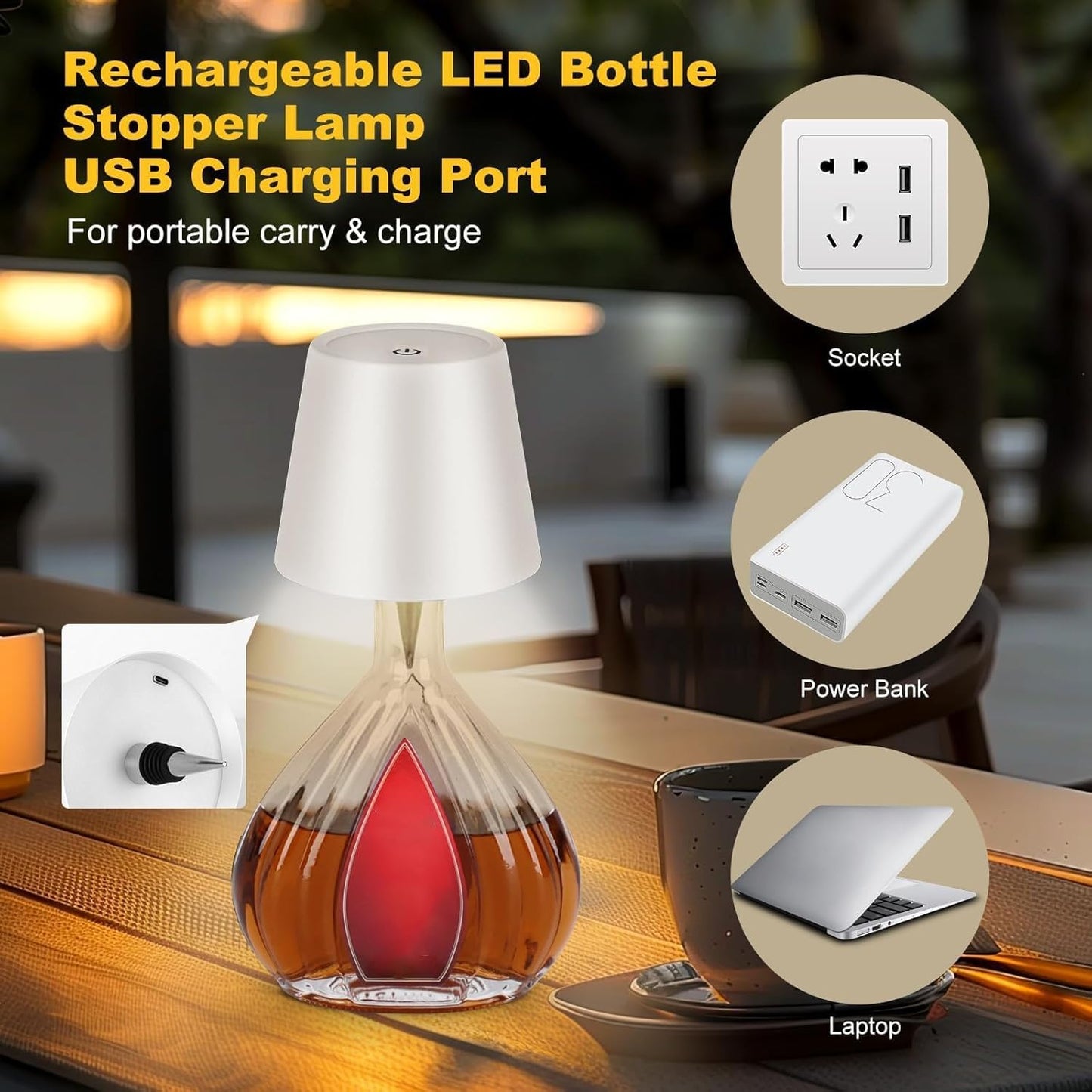 Wireless LED Bottle Lamp (Bottle Not Included) - White