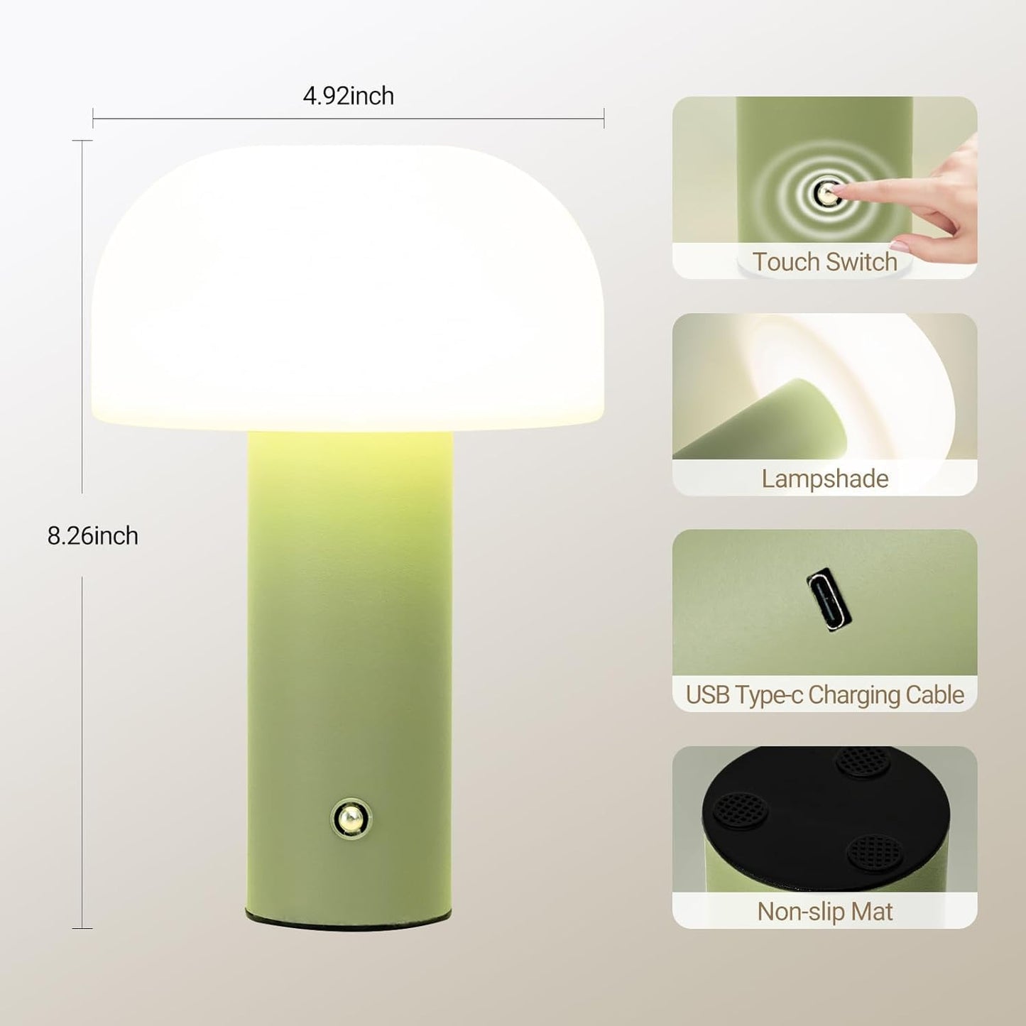 Cute Mushroom Shape Table Lamp - Green