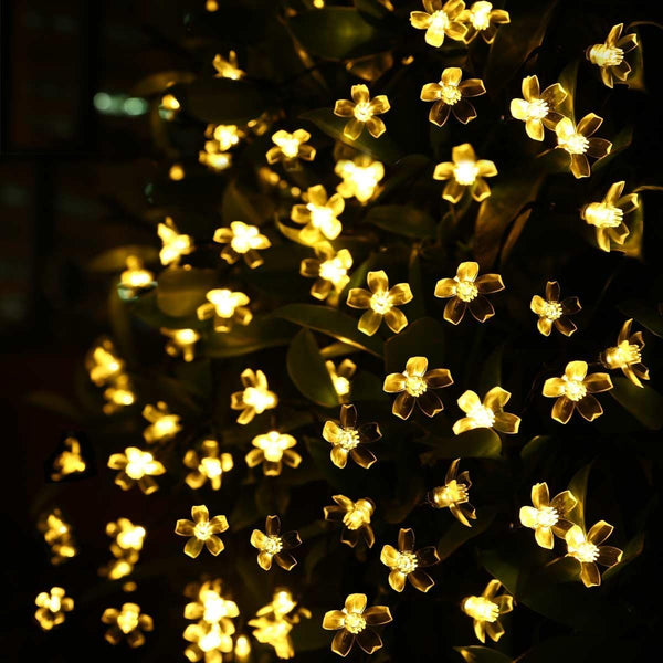 XERGY Silicone Flower LED String Fairy Lights Outdoor and Indoor for Home Decoration Light, Diwali Lights & Christmas,Party (Warm White,Corded Electric) 20 LED's 5 Meter