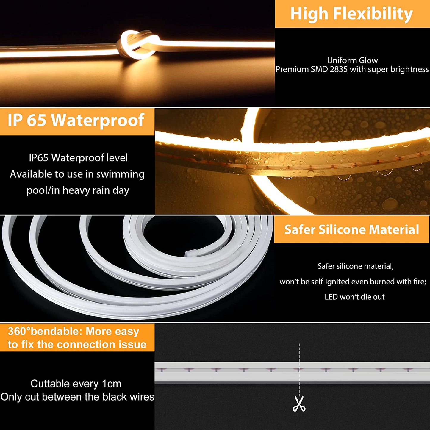LED Neon Strip Lights - 5 Meter (Warm White )