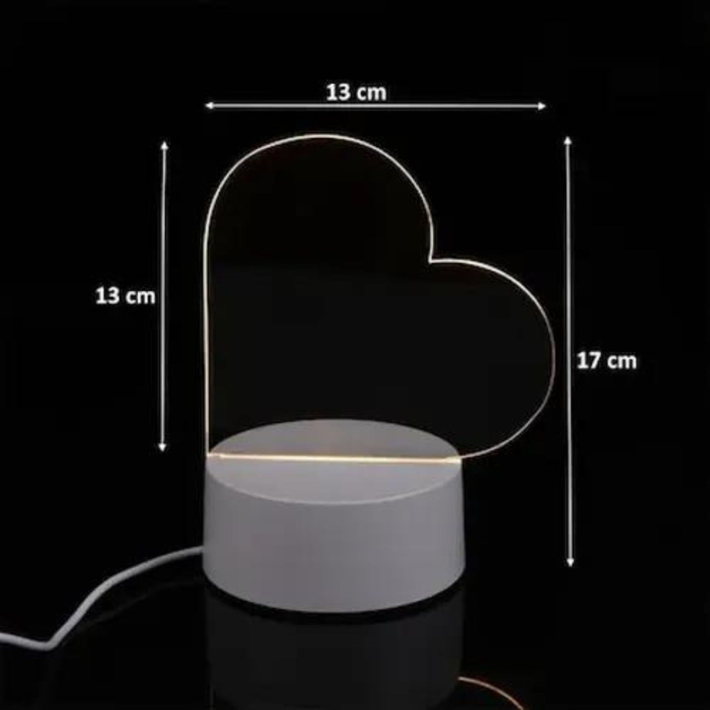 Acrylic Heart Shaped Writing Pad Table Lamp With Pen - White