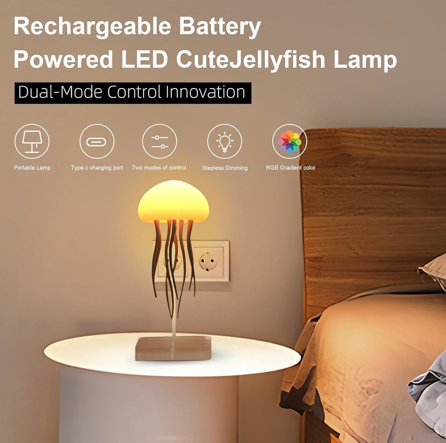 LED Cute Jellyfish (Hanging + Base) Night Lamp (22 CM)