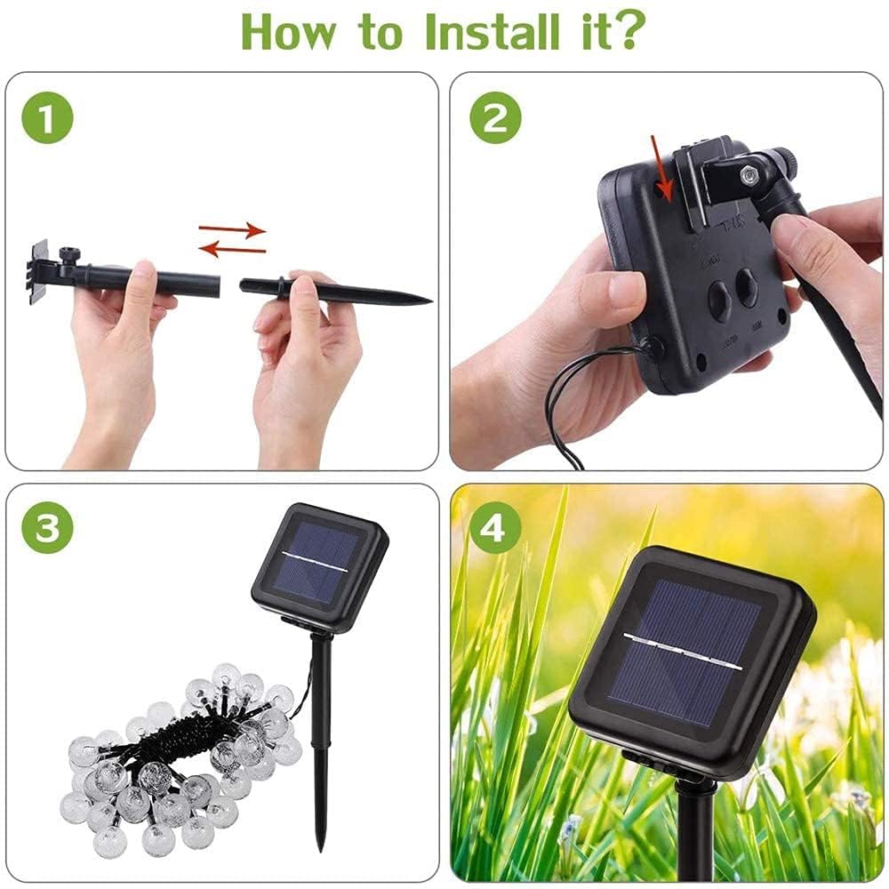 30LED 8 mode Crystal Globe Solar String Lights 6.35 Meter (Warm White)