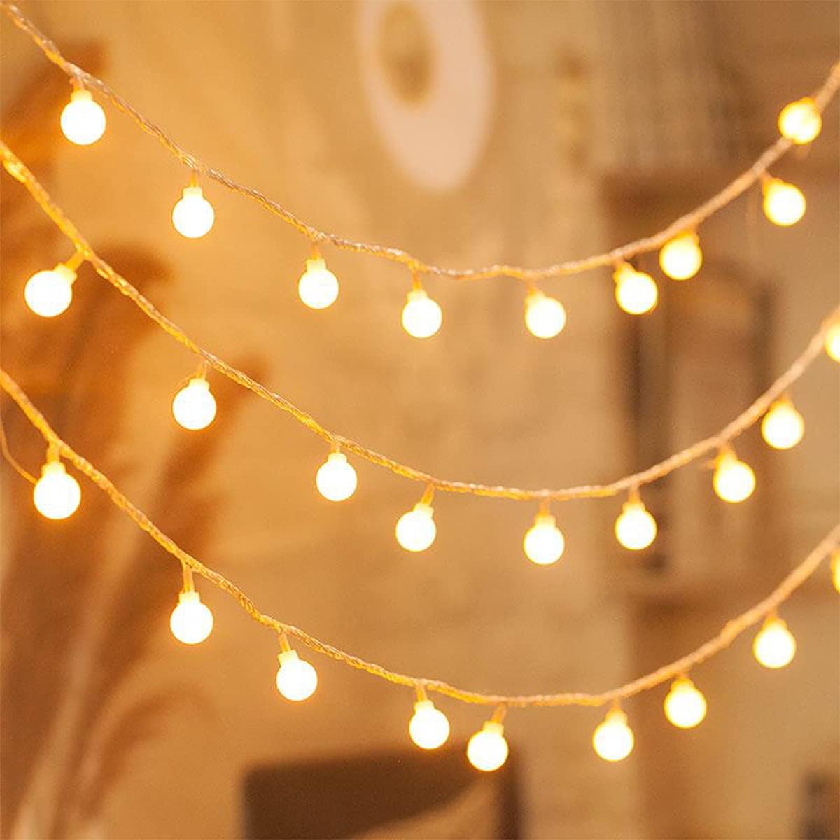 20 LED Milky Ball LED String Fairy Lights - 5 Mtr ( Warm White )