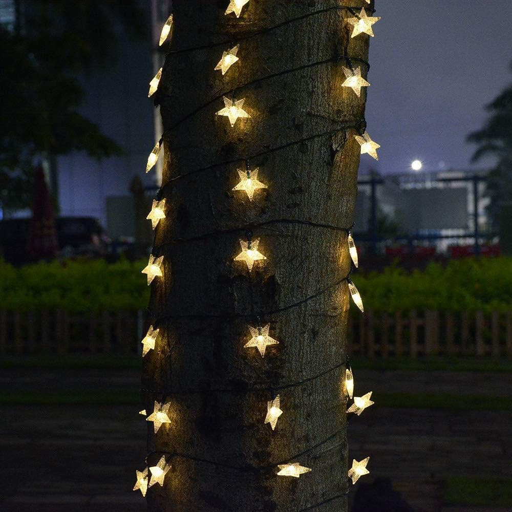 Solar Powered 30 Led Star Twinkle String Lights ( 6.35 m Warm White)