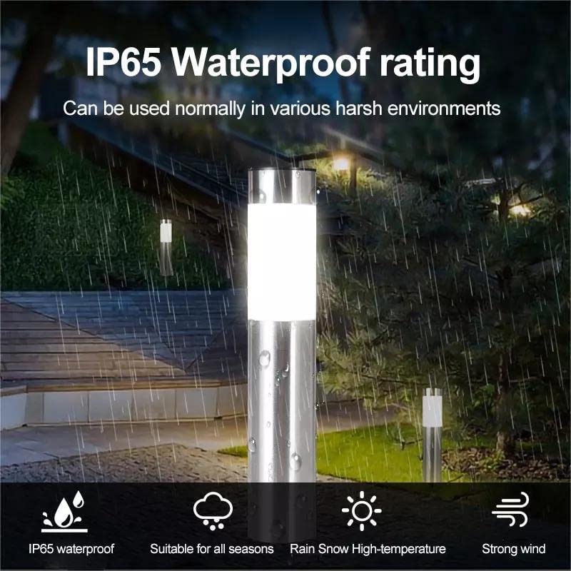 Solar Powered Path Bollard Lights ( Pack of 2, Silver )