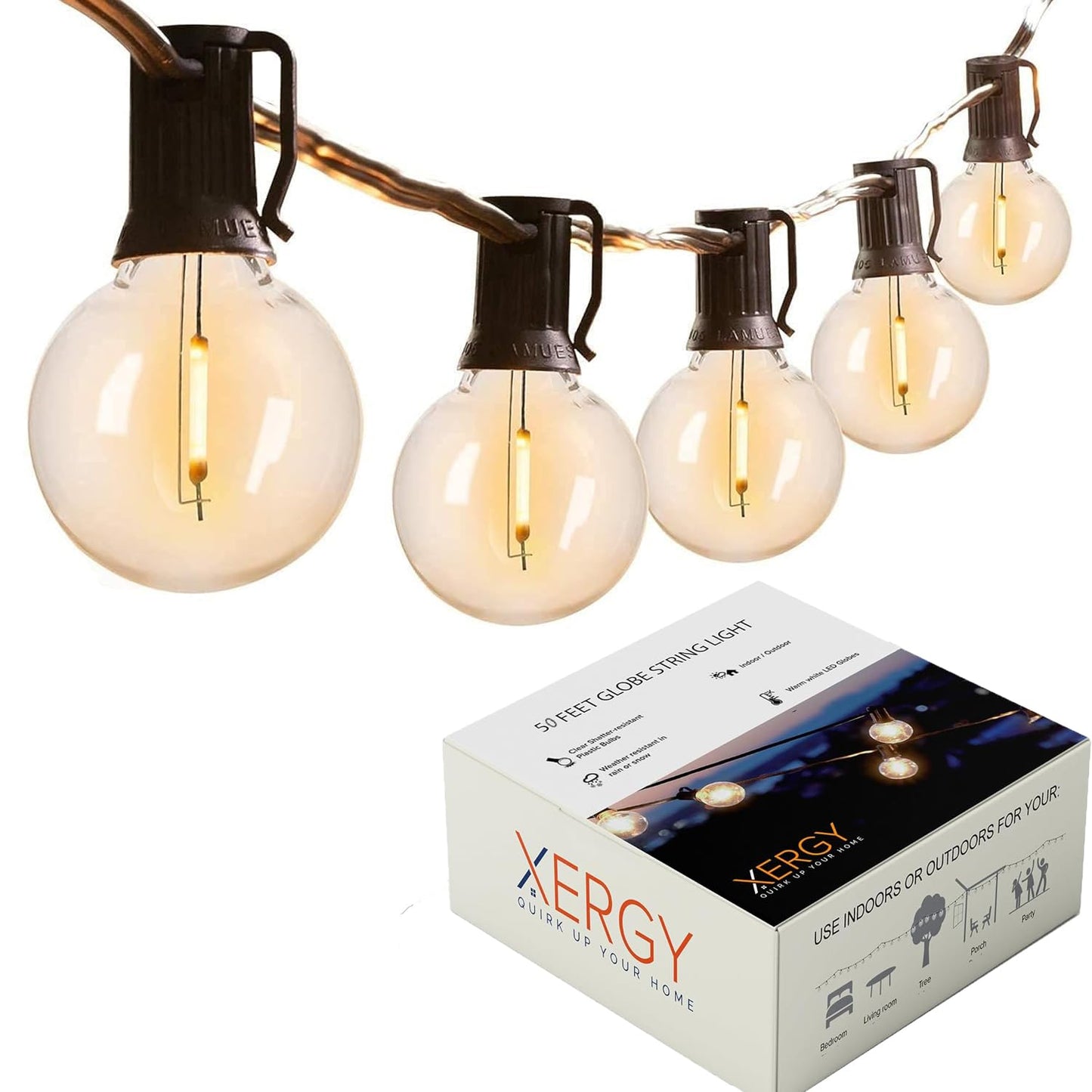 50 LEDs Bulb String Lights For Decoration (15.24 m) - Warm White