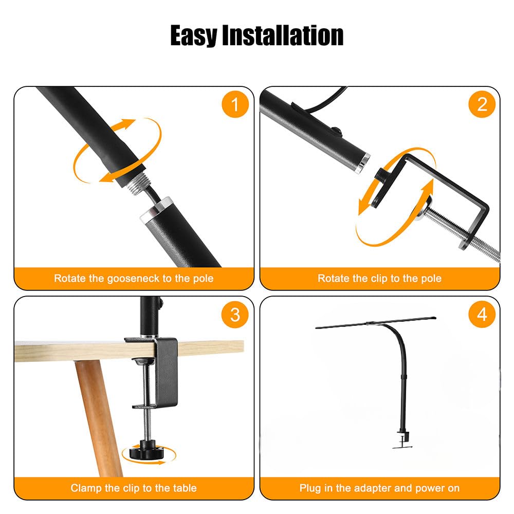 Double Head LED Desk Clamp Lamp Light- With Adjustable Arms