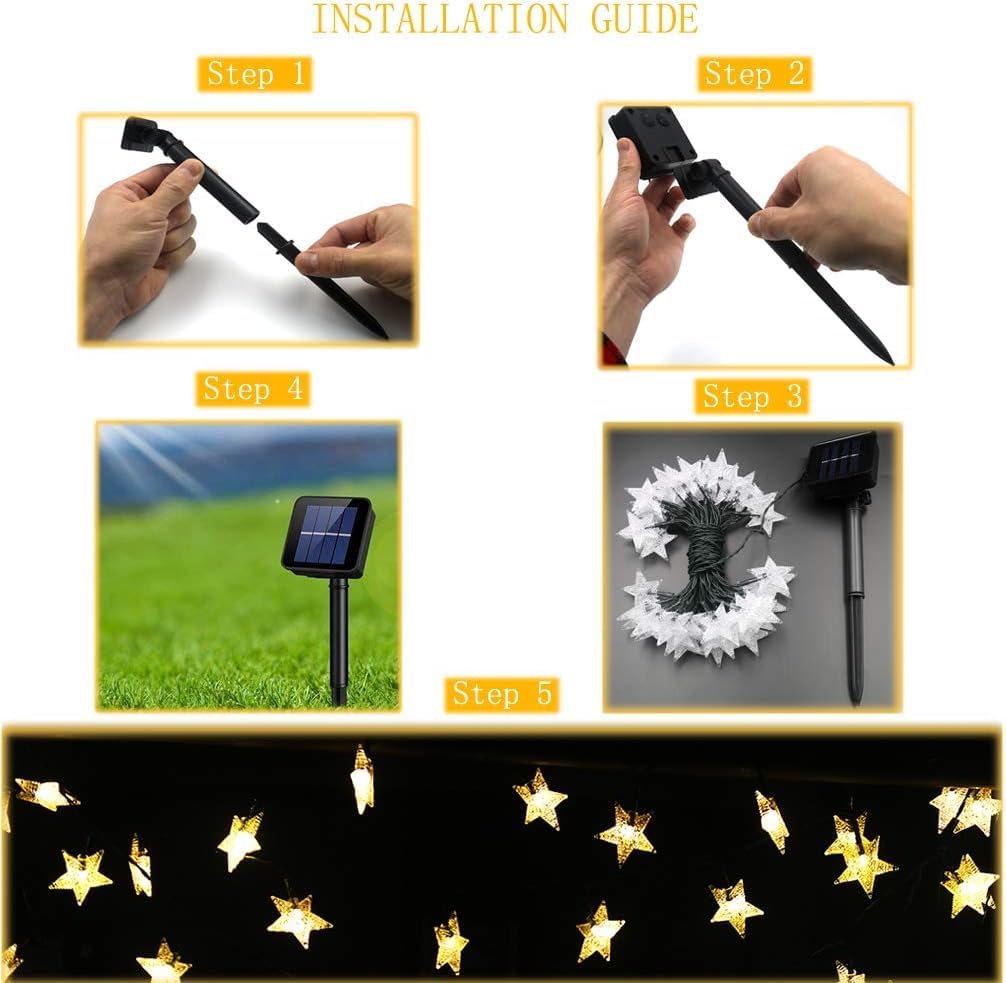 Solar Powered 30 Led Star Twinkle String Lights ( 6.35 m Warm White)