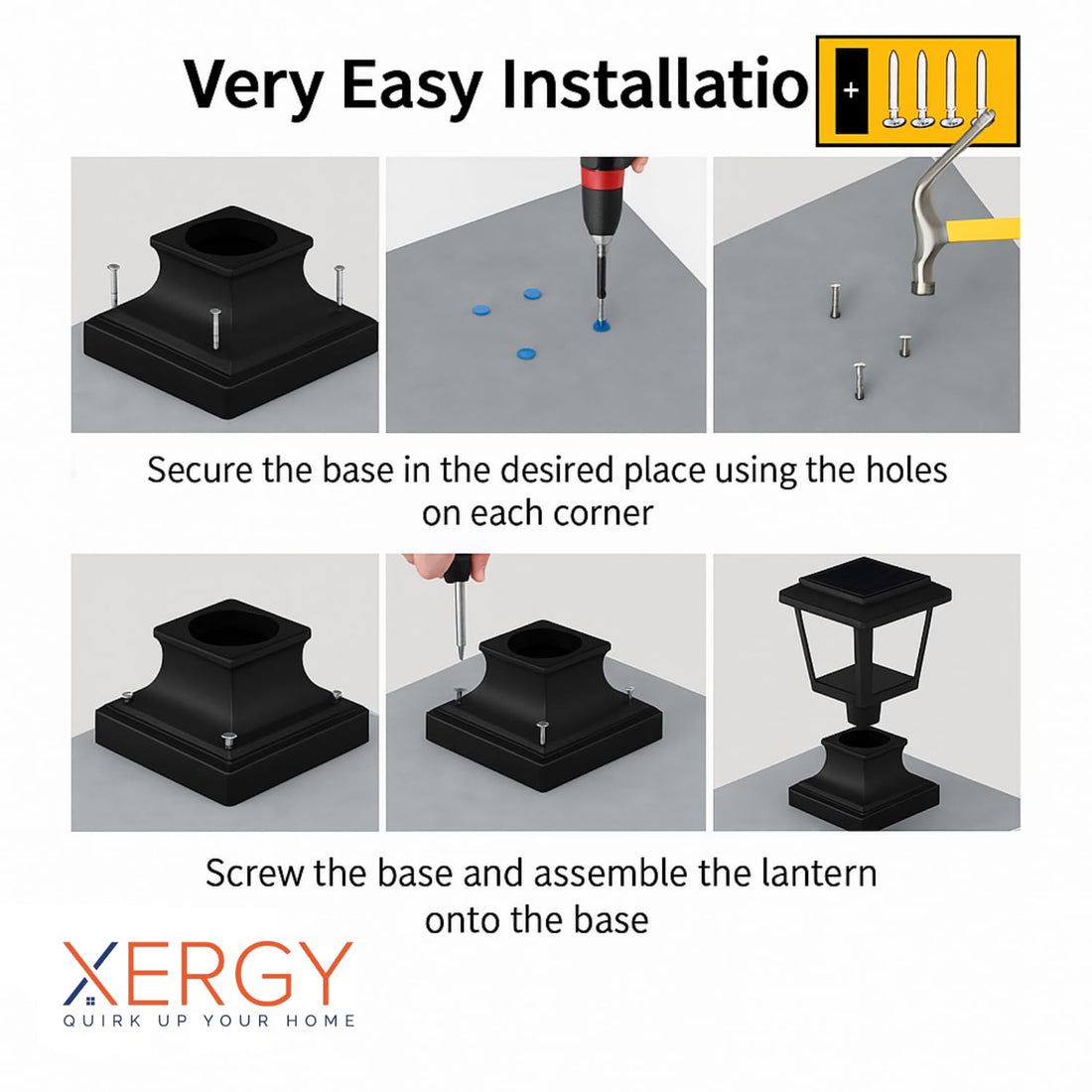 Solar Powered Pillar Lights With Pier Mount Base