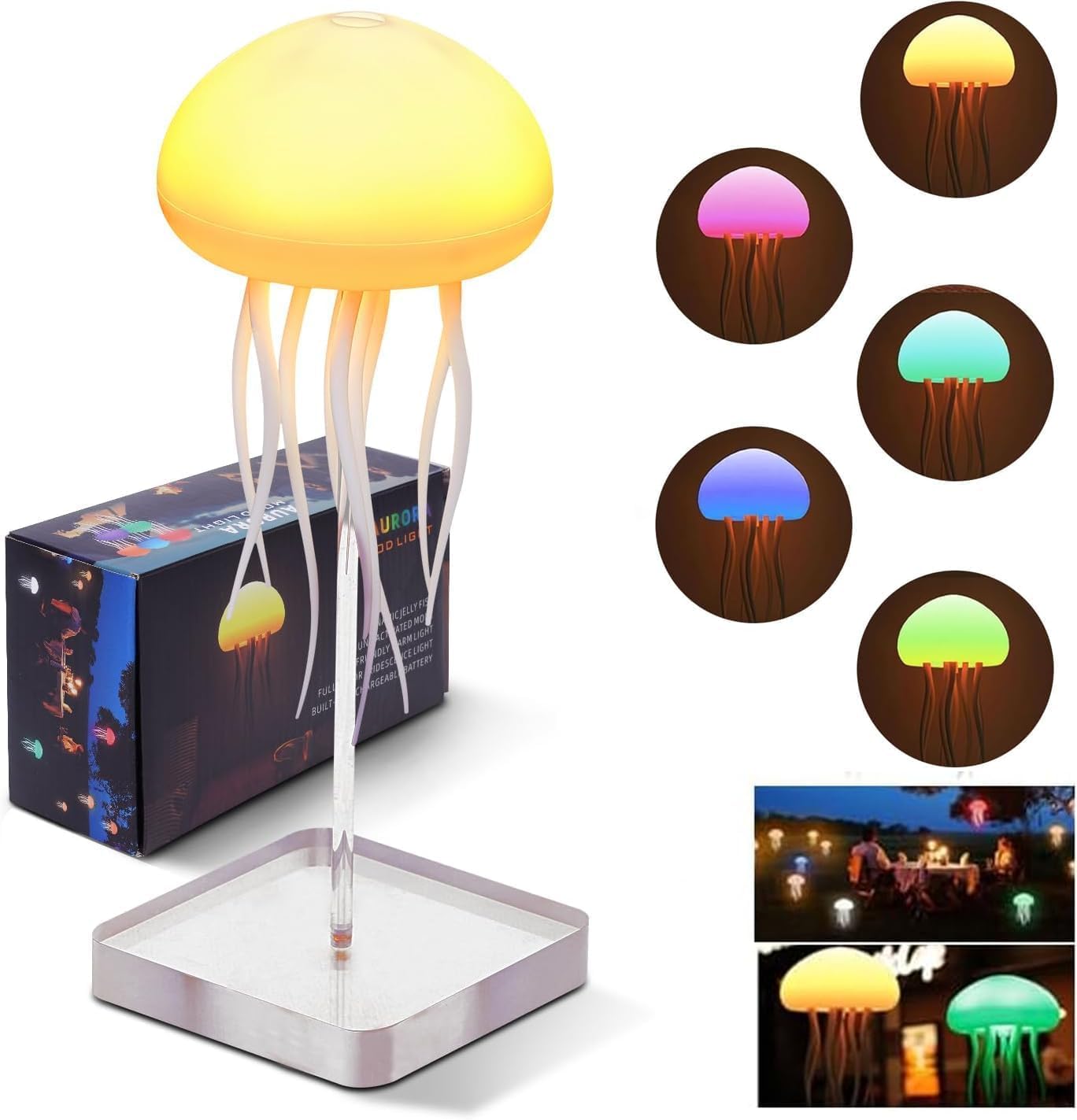 LED Cute Jellyfish (Hanging + Base) Night Lamp (22 CM)