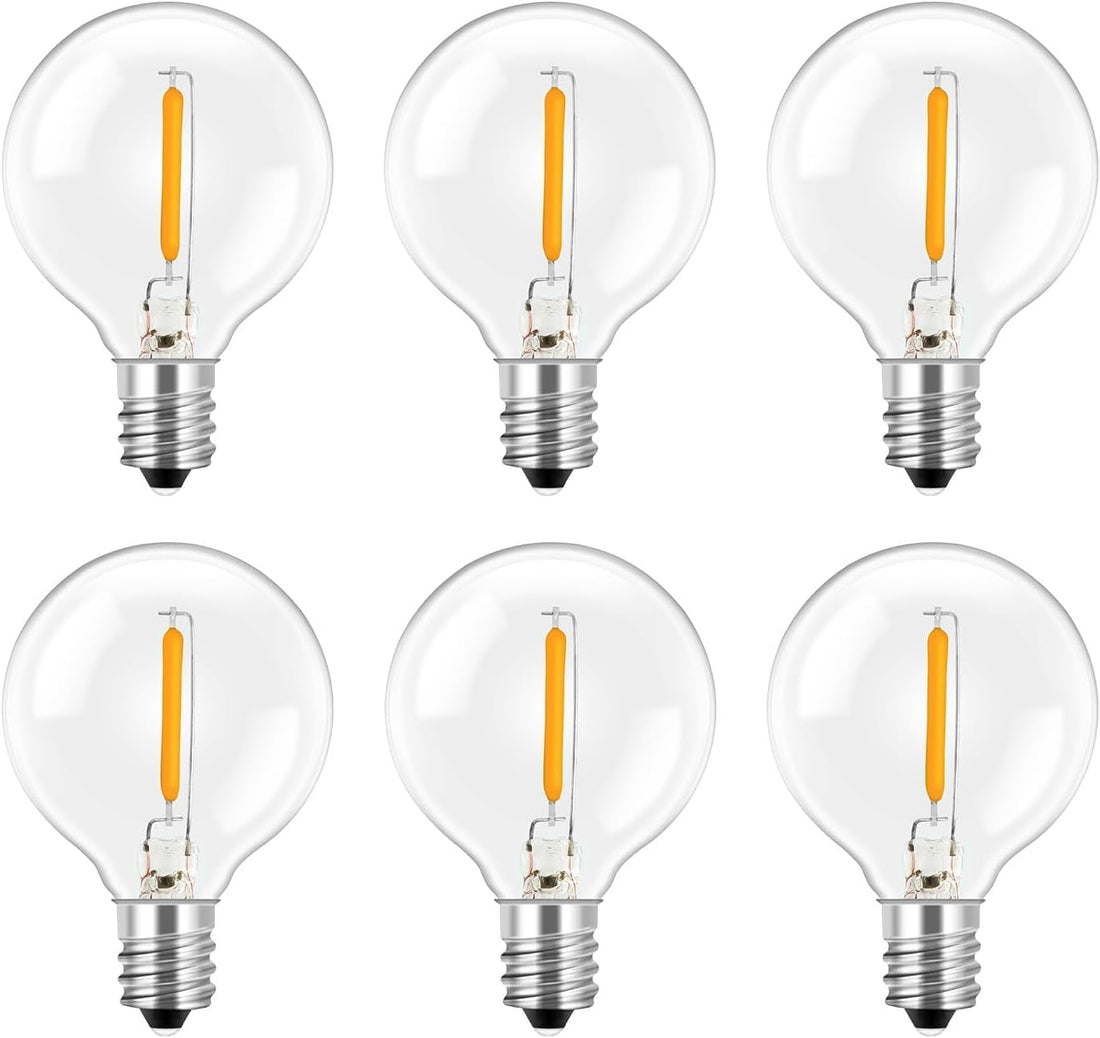 G40 LED E12 Bulbs for String Lights (1W, Pack of 6)