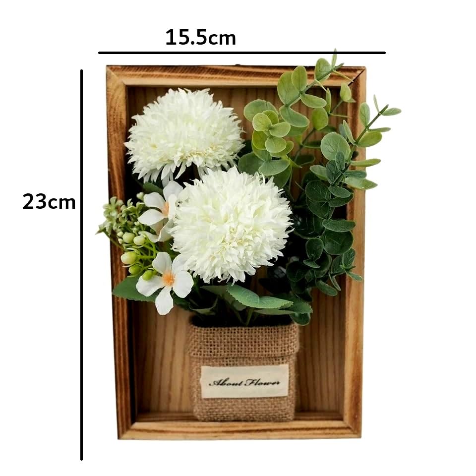 Artificial Chrysanths Wall Hanging Flower Frame - White