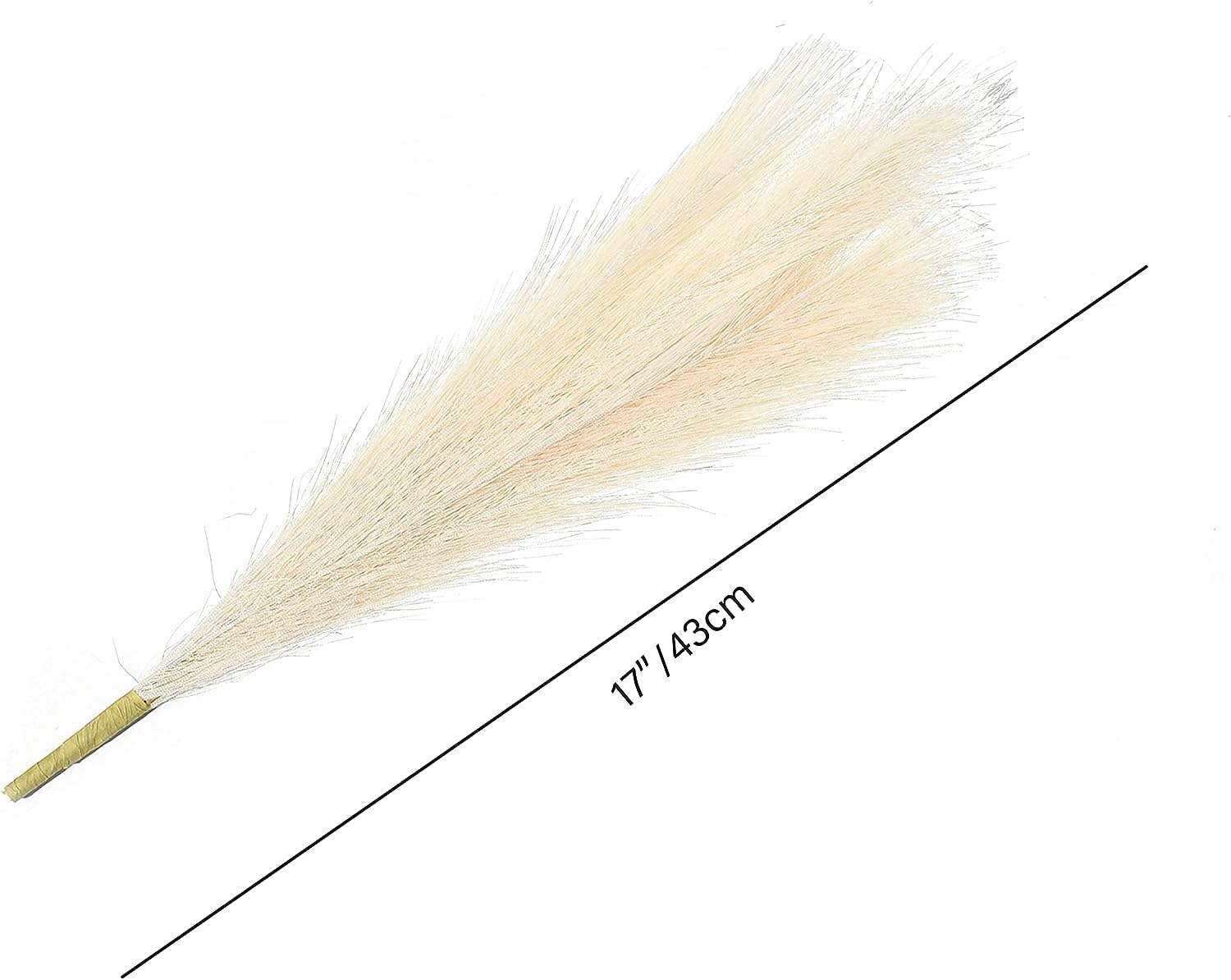 Fluffy Artificial Pampas Grass Flower - Creme White (17 inch , Pack of 3, Flower Bunch)