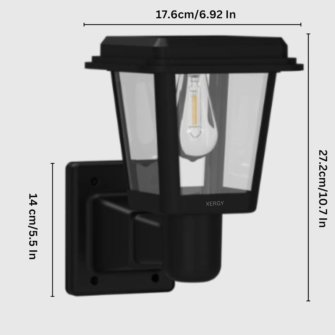 Solar Outdoor Wall Lantern Sconce – Black Finish