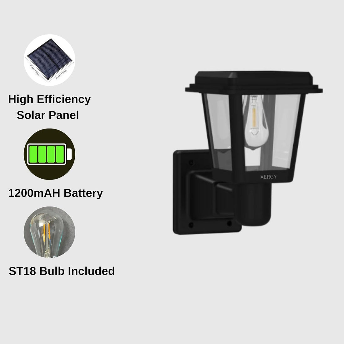 Solar Outdoor Wall Lantern Sconce – Black Finish
