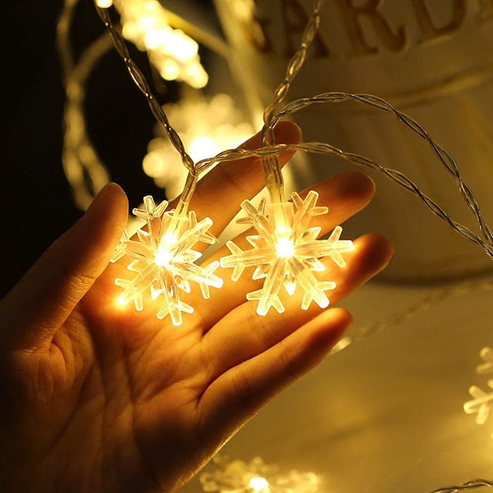 16 LED Snow LED String Fairy Lights - 3 Mtr ( Warm White )