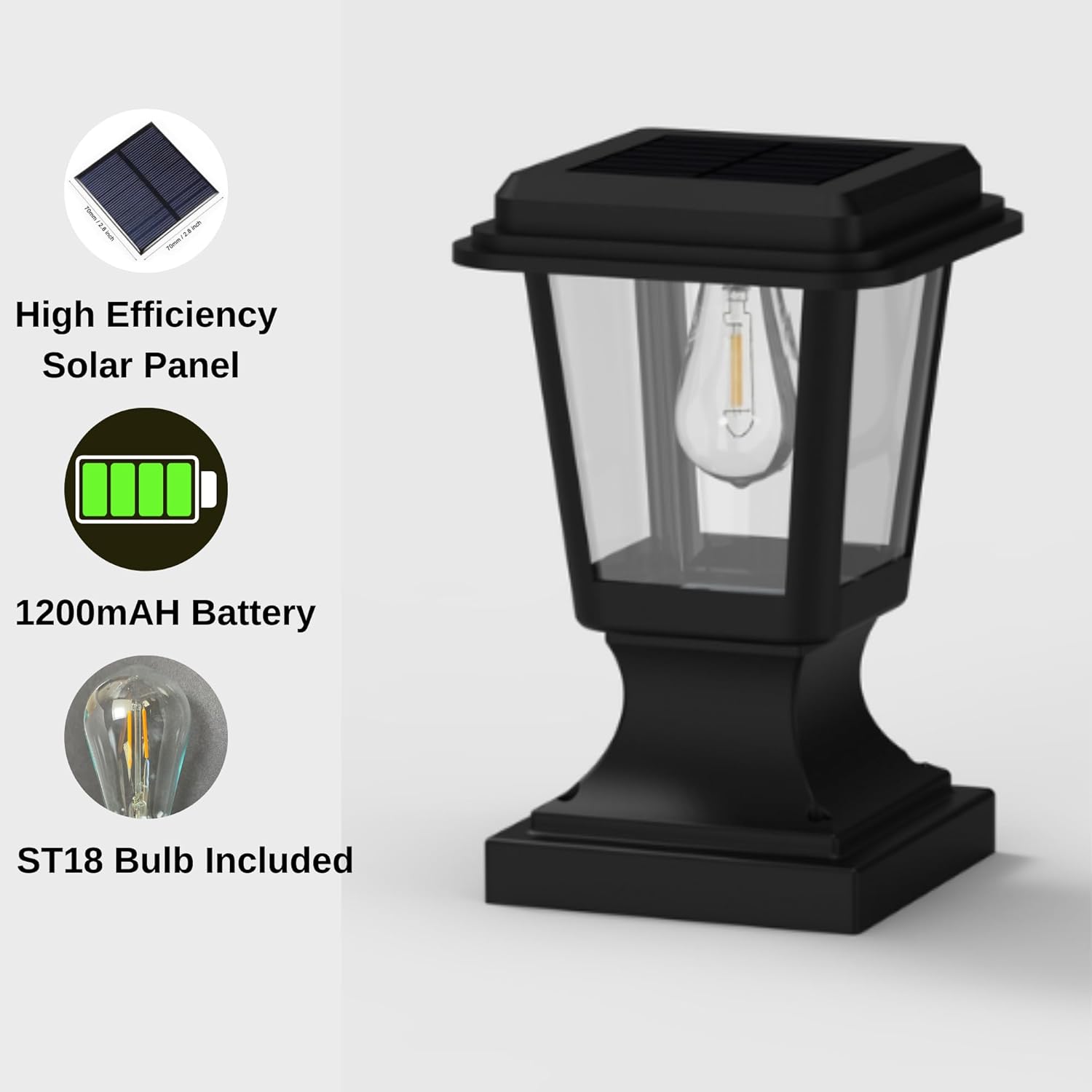 Solar Powered Pillar Lights With Pier Mount Base