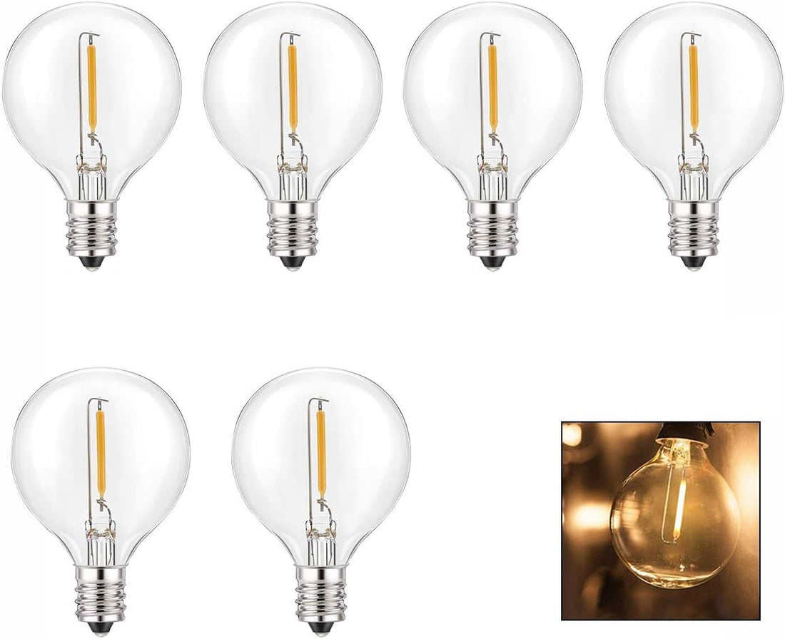 G40 LED E12 Bulbs for String Lights (1W, Pack of 6)