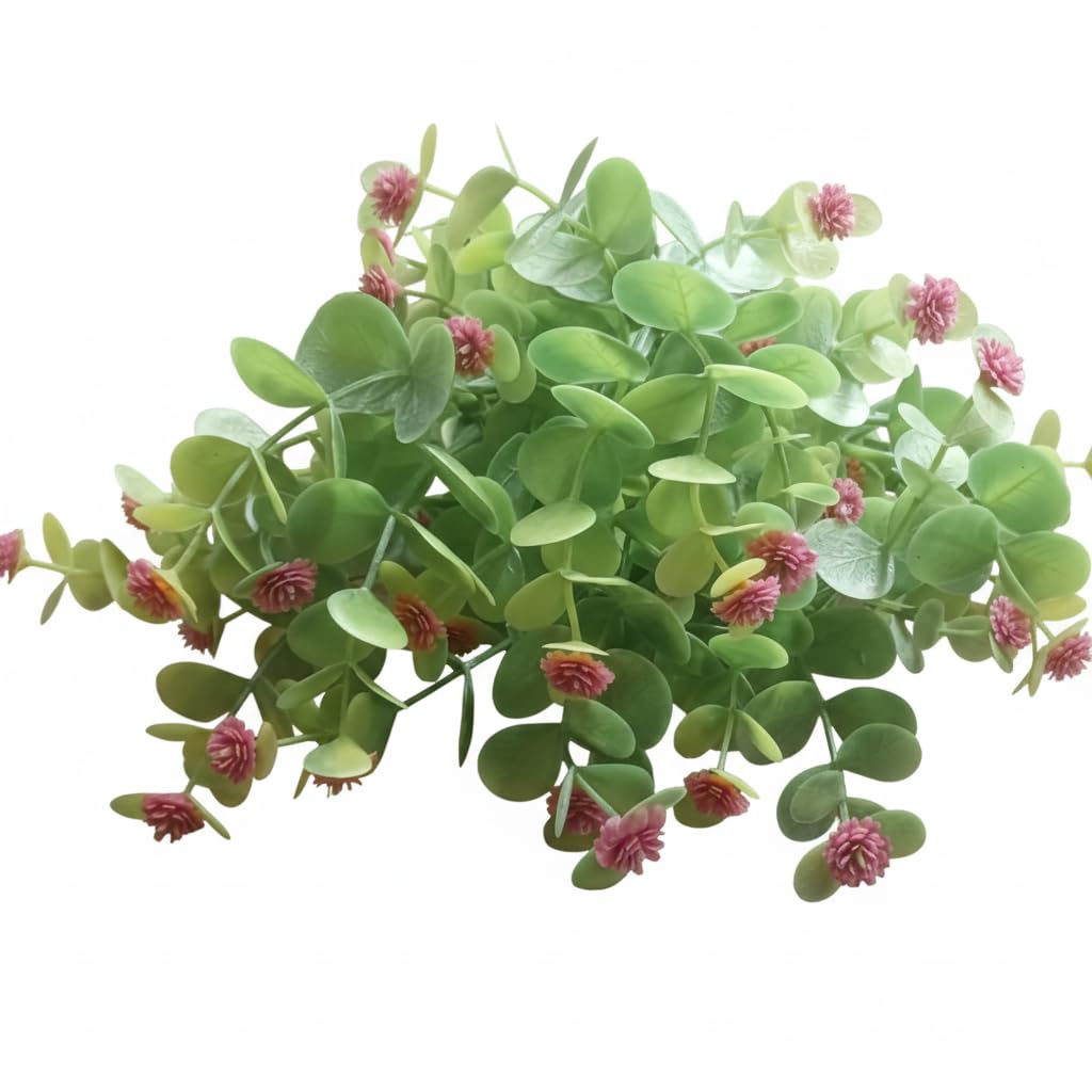 Artificial Eucalyptus Bouquet With Baby Breath Pink Flowers