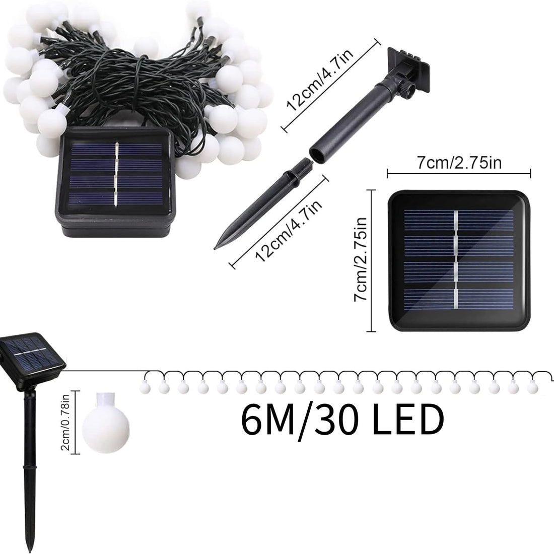 30 LED's Waterproof Solar Powered Fairy Lights ( 6 Mtr, Warm White)