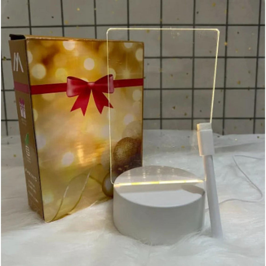 Acrylic Rectangle Writing Pad Table Lamp With Pen