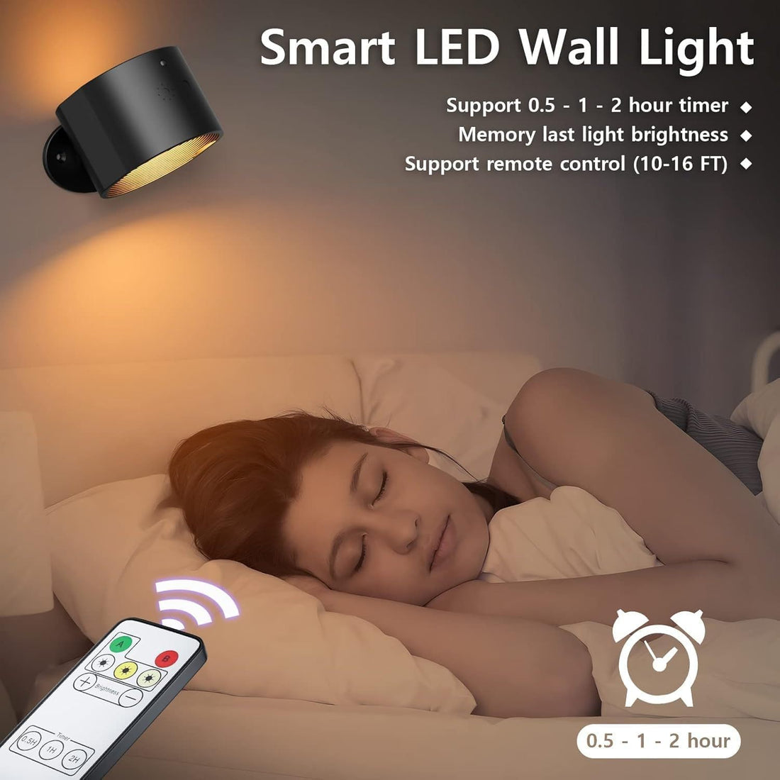 Wall Lamp With Remote - Black