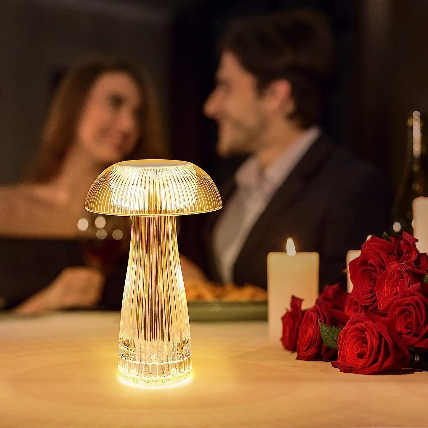 Crystal Jellyfish Shape LED Table Lamp With Touch Control (10 inch )