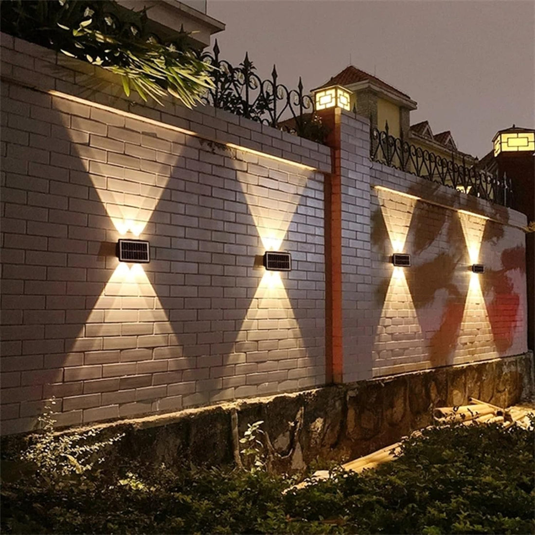 LED Solar Powered Wall Fence Light - Warm White