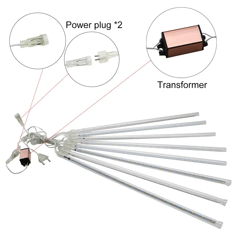 Meteor Lights 8 Tube 192 LED 12 Inch String Lights