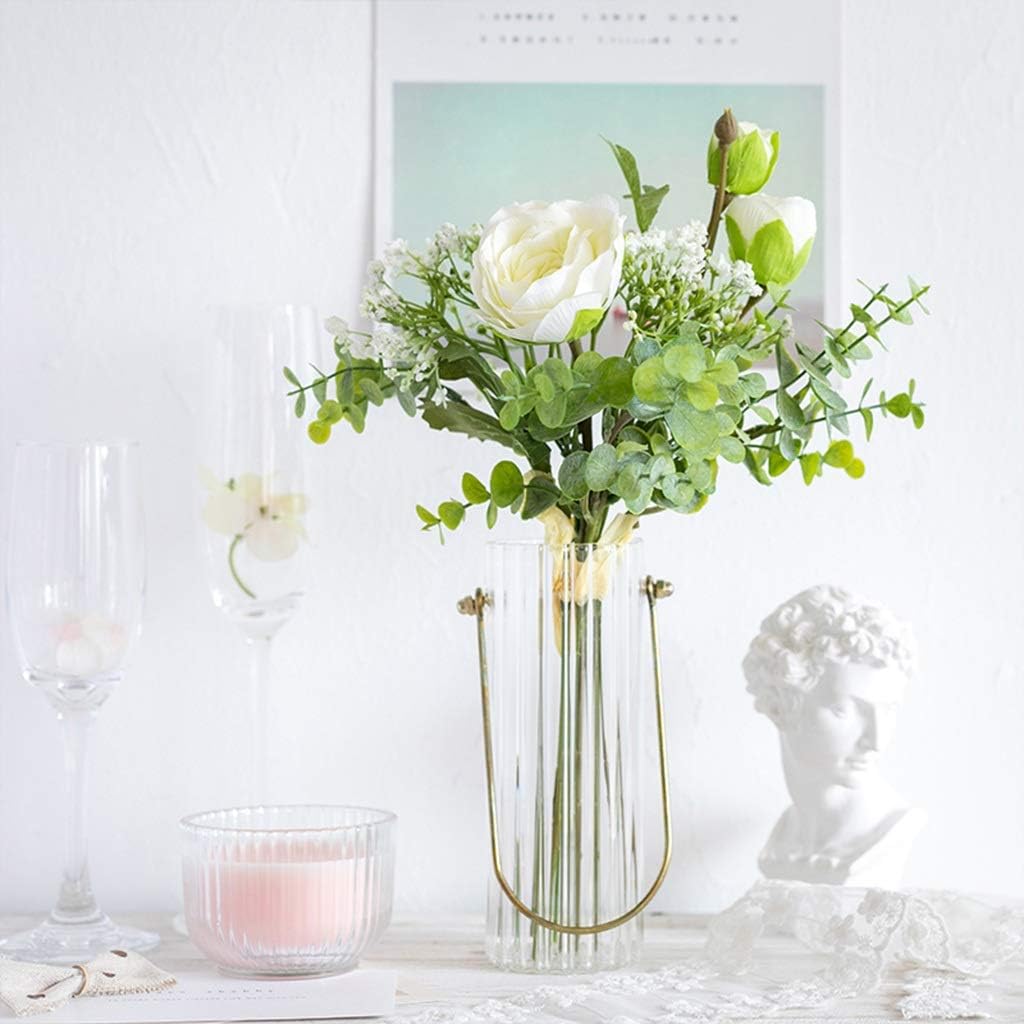 Artificial Fake Silk Flower Arrangement - White (14 inch, Pack of 7, Flower Bunch)