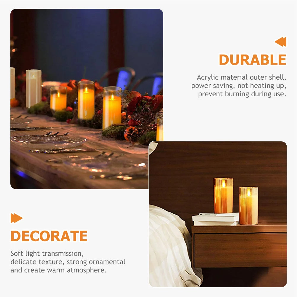 Acrylic Glass Battery Operated Flameless Led Candles ( 4.9 inch , Gold)