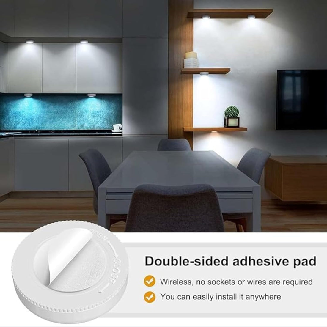 Battery Operated Mini Tap Lights- Night Lamps (Set of 4)