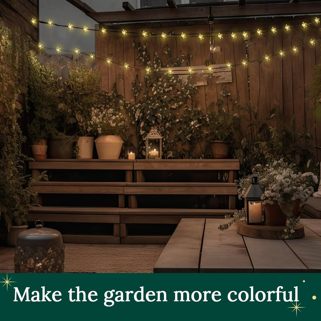 30 LED Solar Powered Silicon Flower Fairy String Lights ( 6 Mtr )