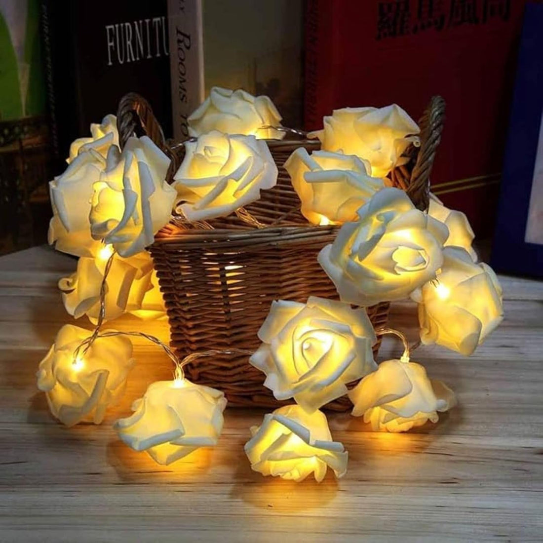 16 LED Rose Flower Design String Lights- 3 Mtr (Warm White)