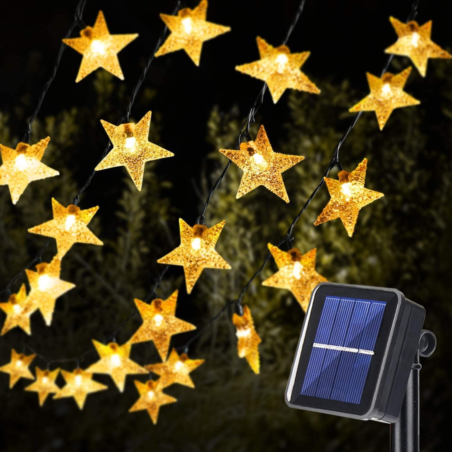 Solar Powered 30 Led Star Twinkle String Lights ( 6.35 m Warm White)