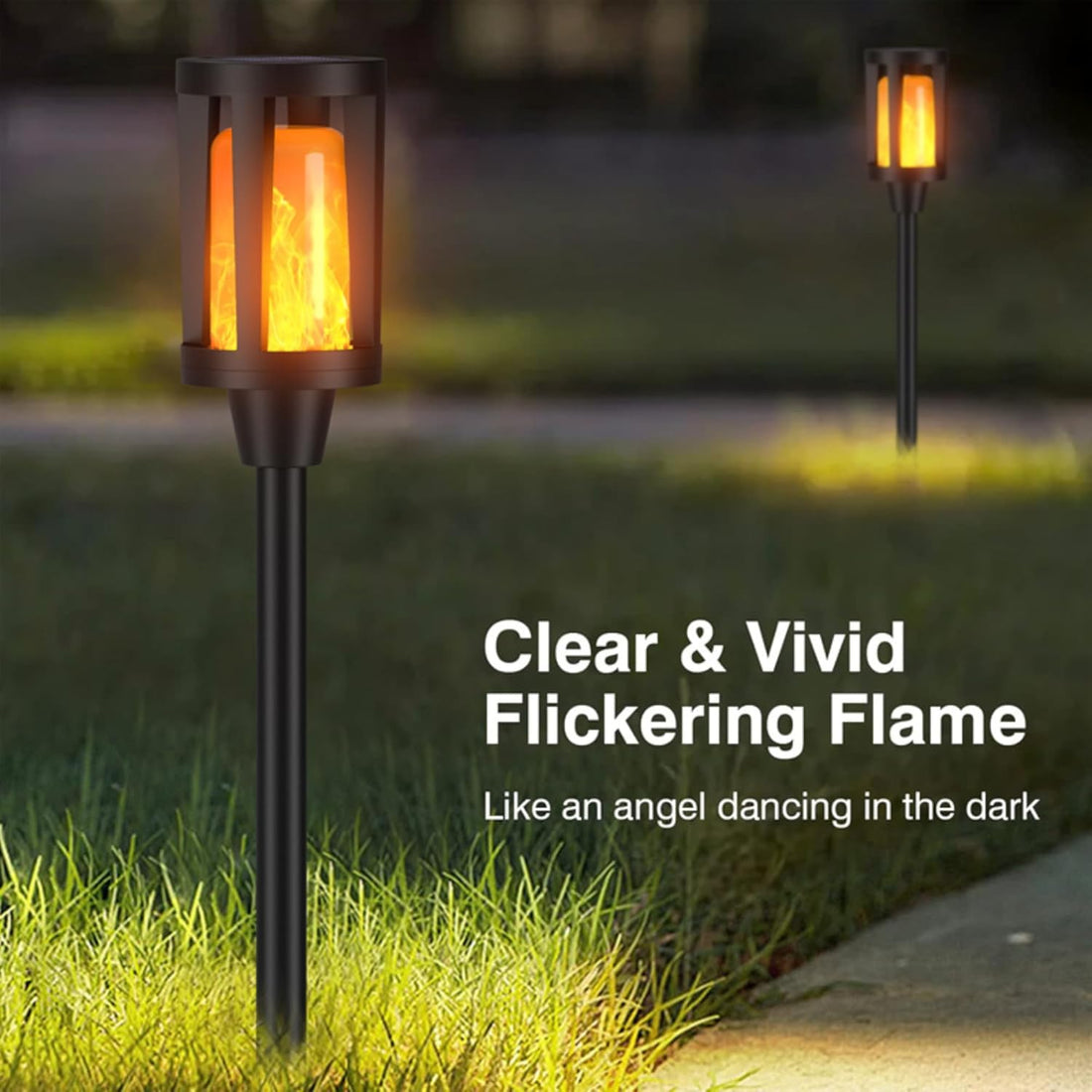 Solar Torch Pathway Lights With Flickering Flame (Pack of 2)