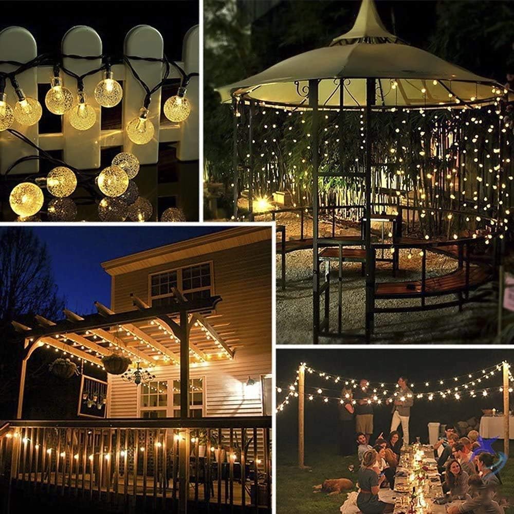 30LED 8 mode Crystal Globe Solar String Lights 6.35 Meter (Warm White)
