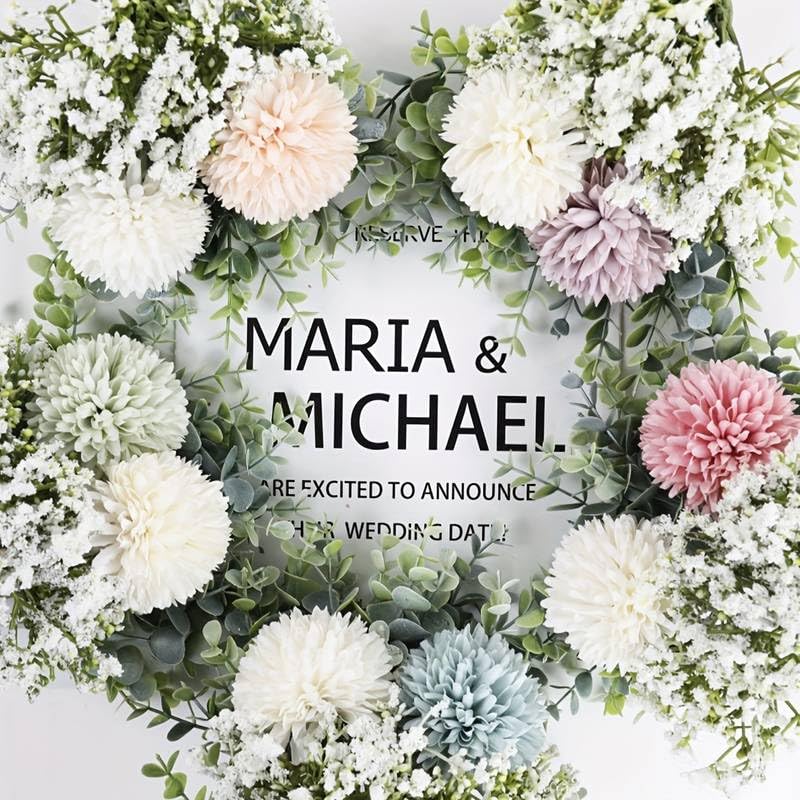 Artificial Fake Silk Flower Arrangement - Blue & White (14 inch, Pack of 12, Flower Bunch)