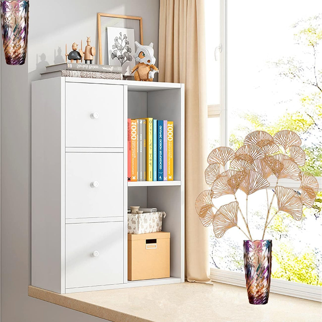 Artificial Apricot Leaves Plants (70 cm, Pack of 3, Flower Bunch)