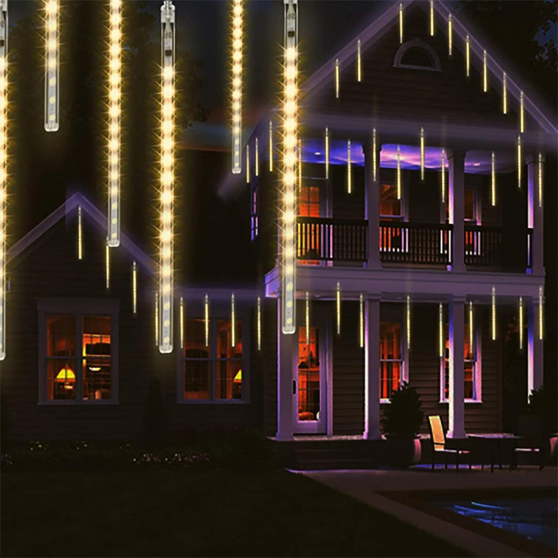 Meteor Lights 8 Tube 192 LED 12 Inch String Lights