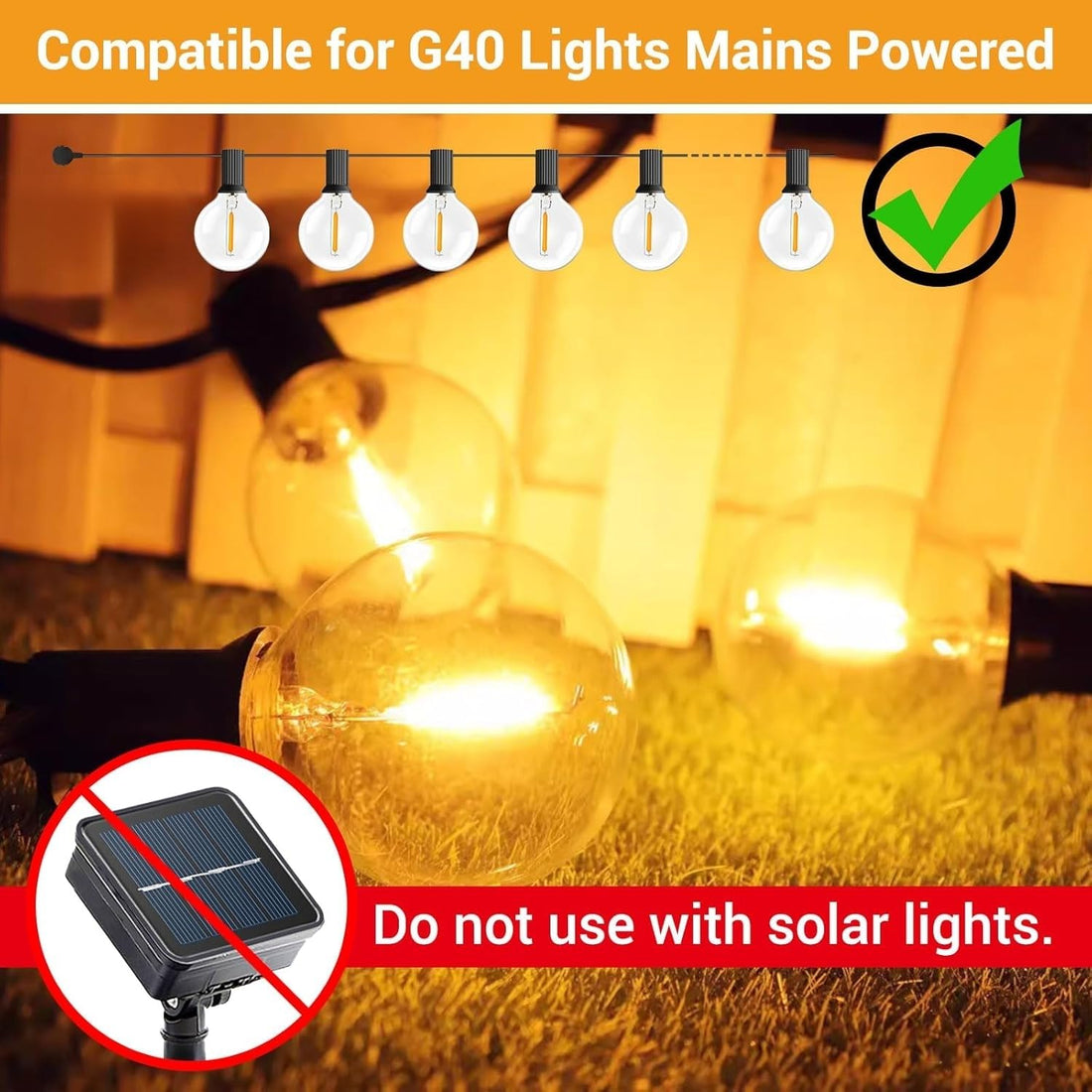 G40 LED E12 Bulbs for String Lights (1W, Pack of 6)