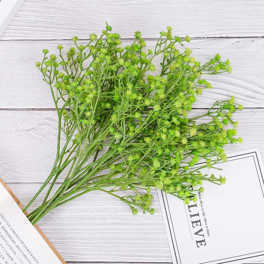 Artificial Baby Breath Real Touch Flower - Green (21.5 inch , Pack of 4, Flower Bunch)