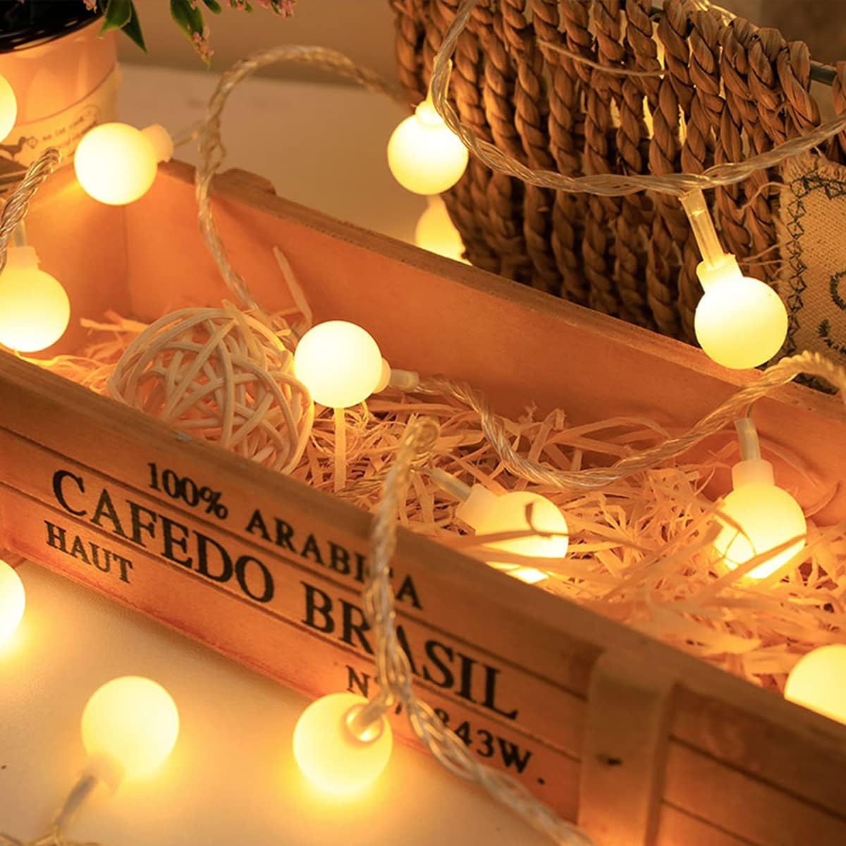 20 LED Milky Ball LED String Fairy Lights - 5 Mtr ( Warm White )
