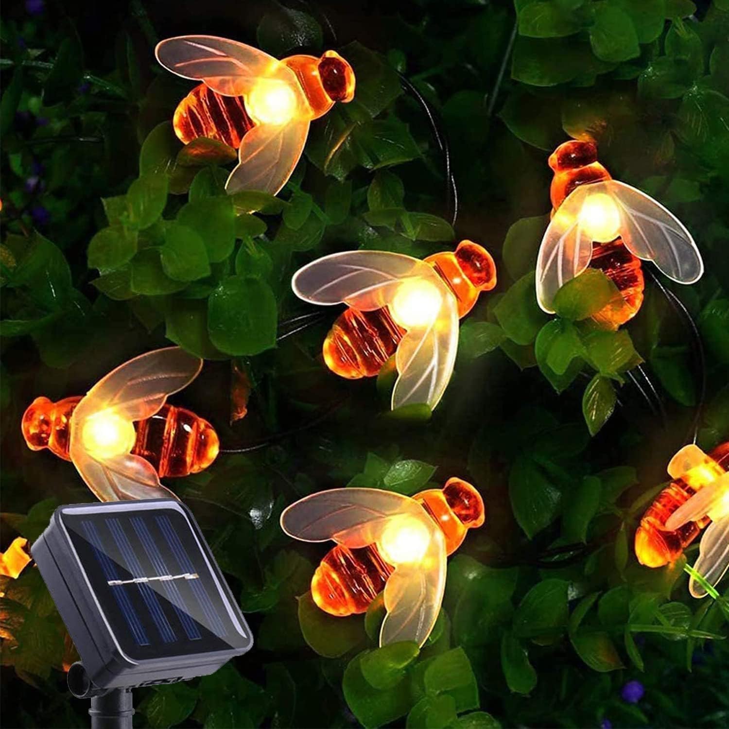 30 LED, 6.5m Solar Powered Cute Bee Design Fairy Lights (Warm White)
