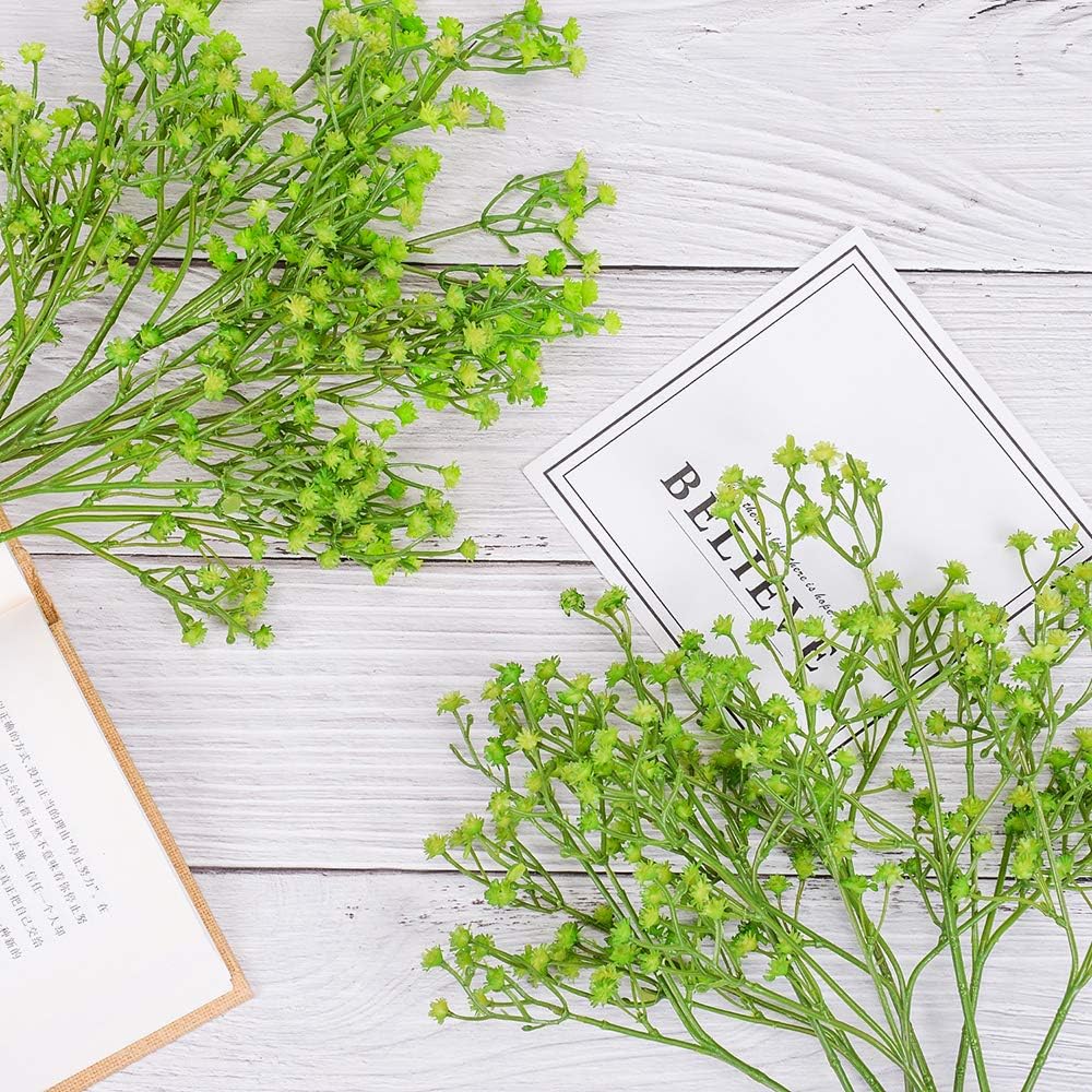 Artificial Baby Breath Real Touch Flower - Green (21.5 inch , Pack of 4, Flower Bunch)